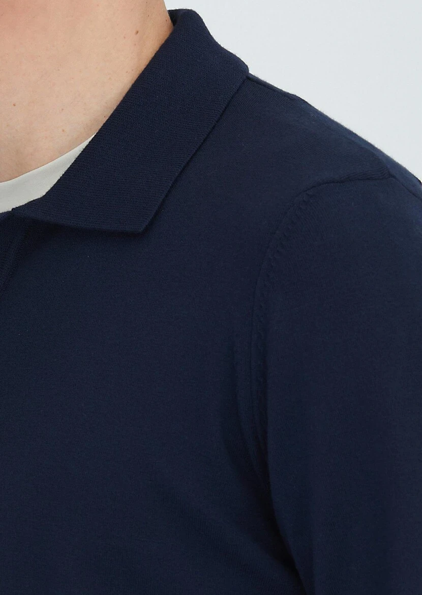 Navy Blue Knitwear Sweatshirt - 4