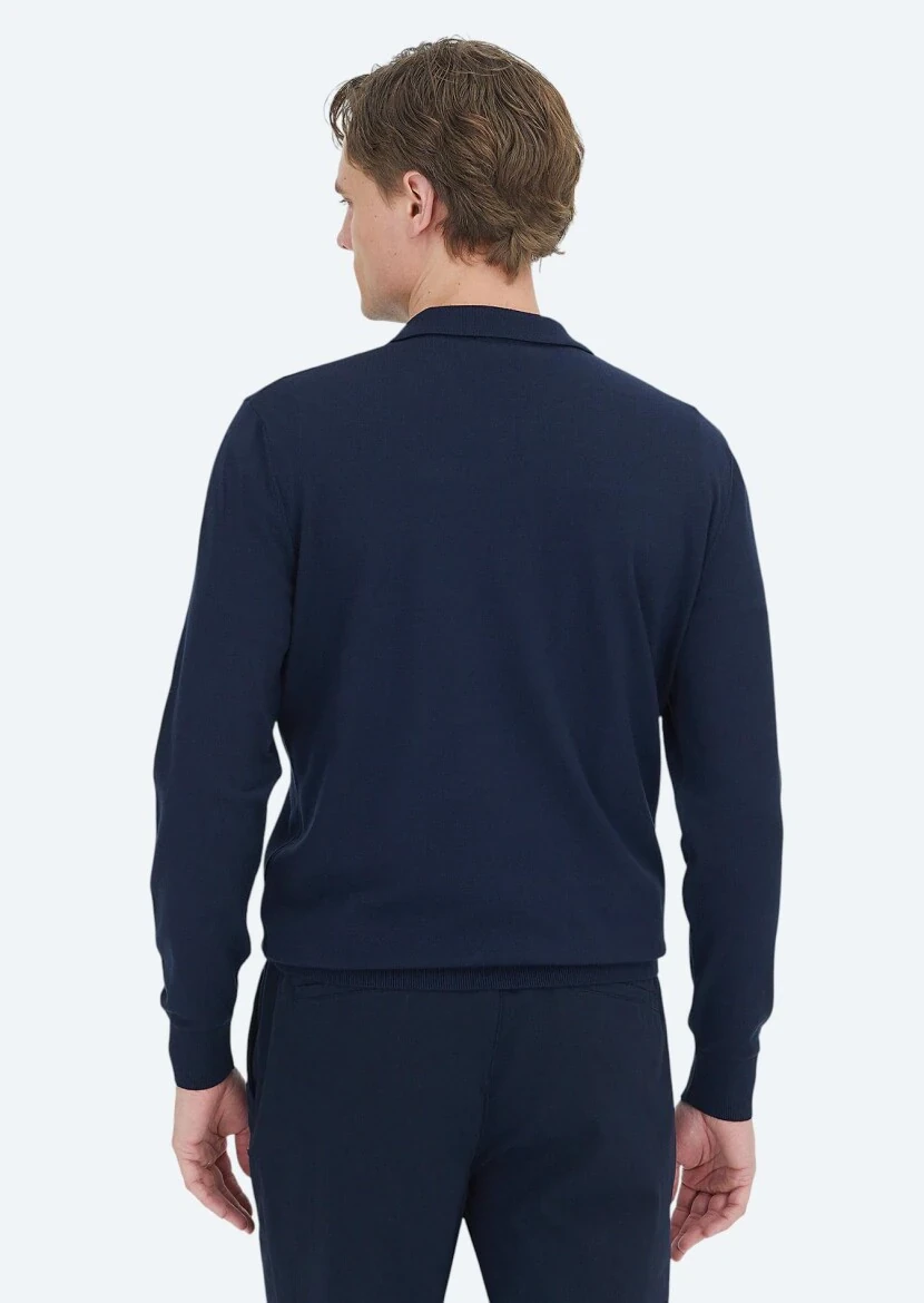 Navy Blue Knitwear Sweatshirt - 5