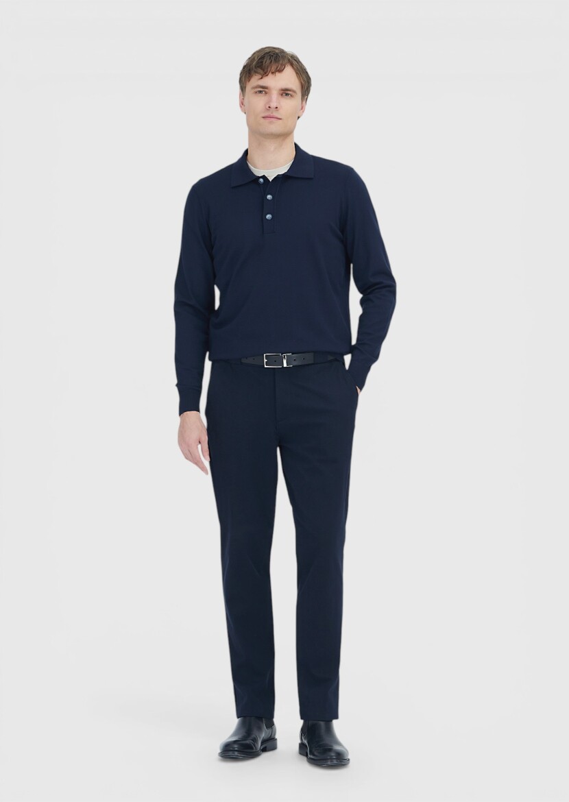 Navy Blue Knitwear Sweatshirt 