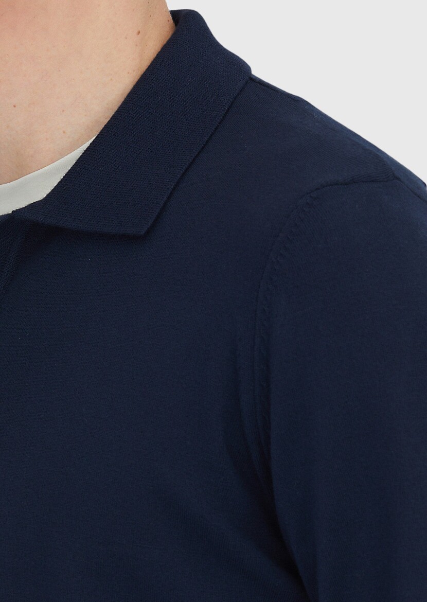 Navy Blue Knitwear Sweatshirt - 3