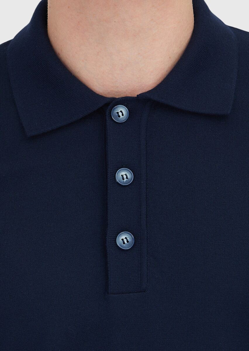 Navy Blue Knitwear Sweatshirt - 4