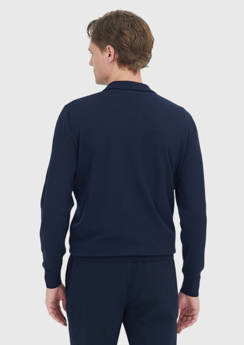 Navy Blue Knitwear Sweatshirt - 5