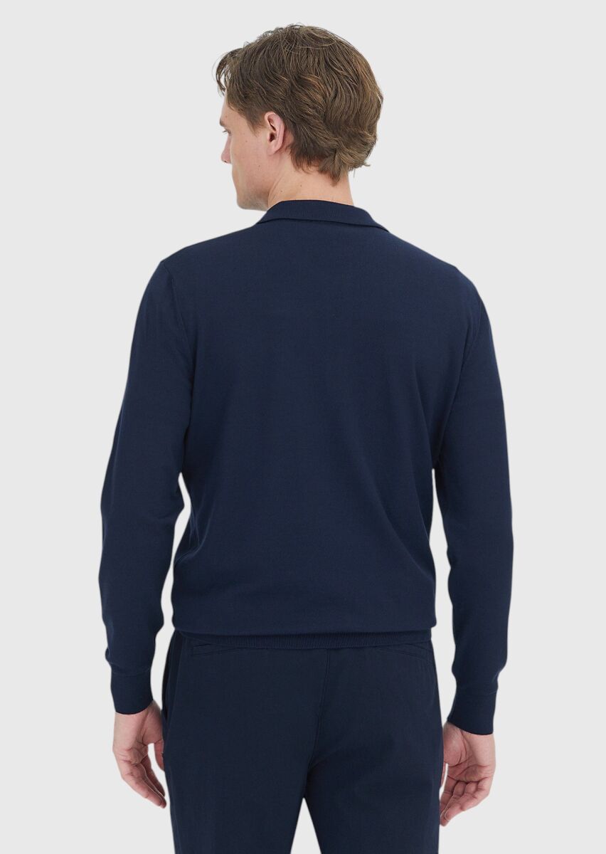 Navy Blue Knitwear Sweatshirt - 5