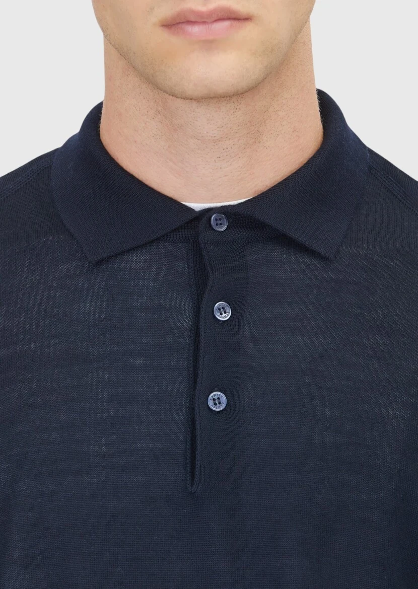 Navy Blue Knitwear Sweatshirt - 5