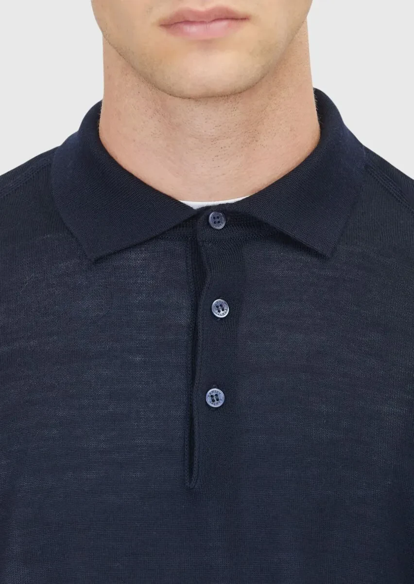 Navy Blue Knitwear Sweatshirt - 5