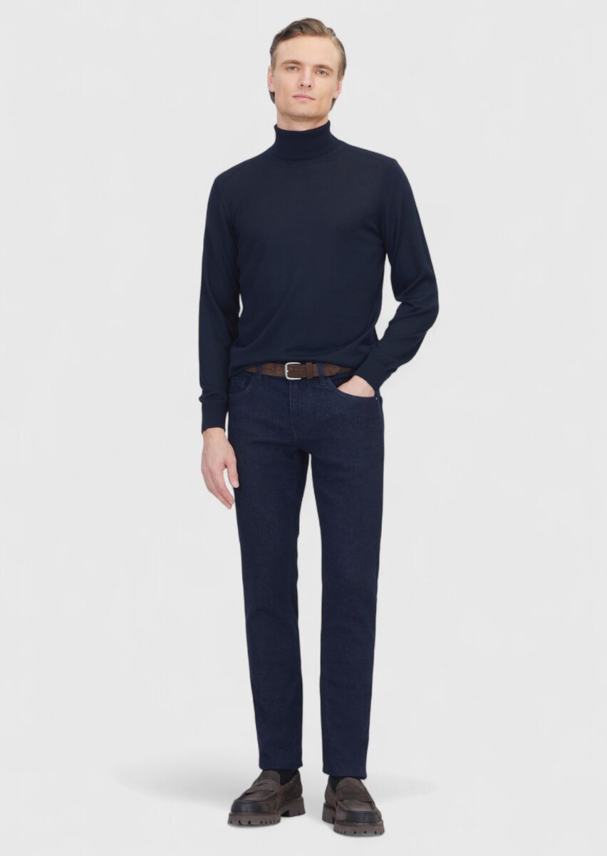 Navy Blue Knitwear Sweatshirt - 2