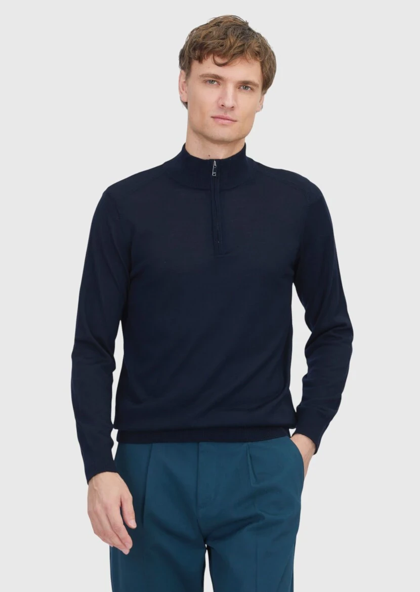 Navy Blue Knitwear Sweatshirt - RAMSEY