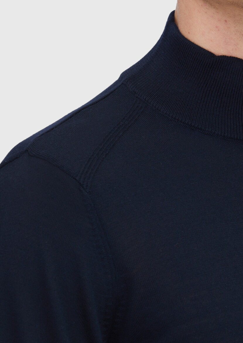 Navy Blue Knitwear Sweatshirt - 5