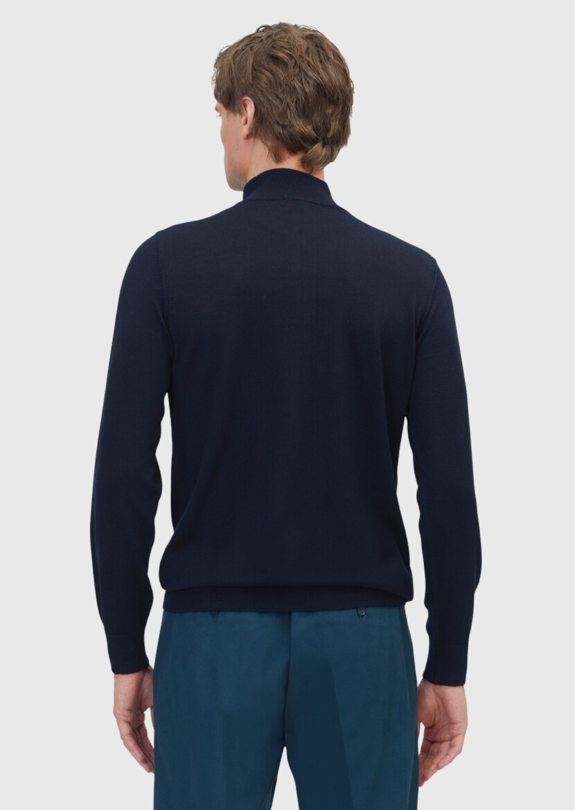 Navy Blue Knitwear Sweatshirt - 6