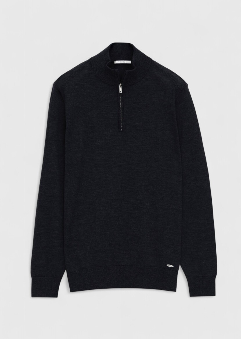 Navy Blue Knitwear Sweatshirt - 7