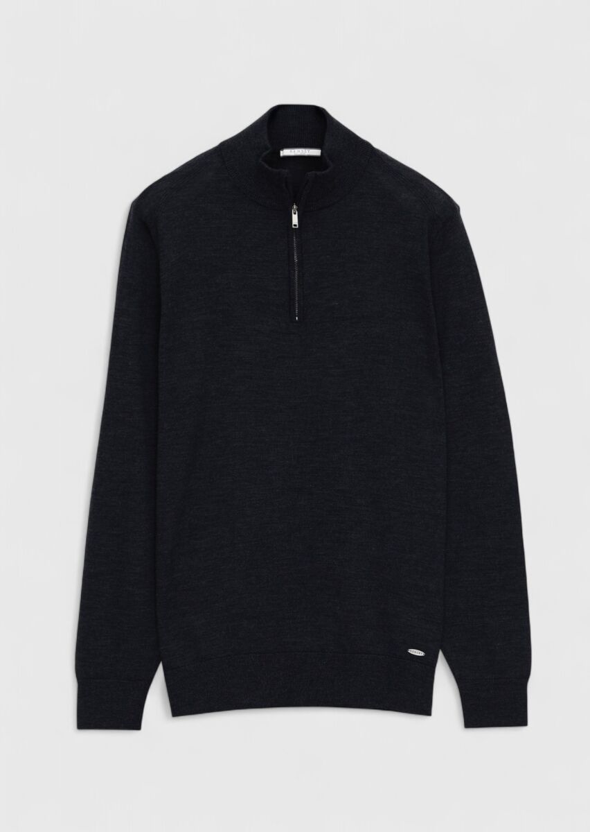 Navy Blue Knitwear Sweatshirt - 7
