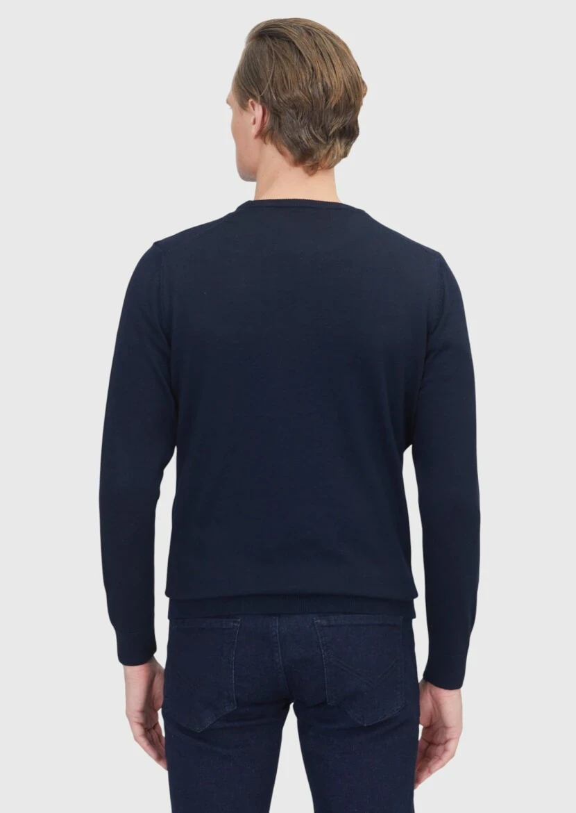 Navy Blue Knitwear Sweatshirt - 6