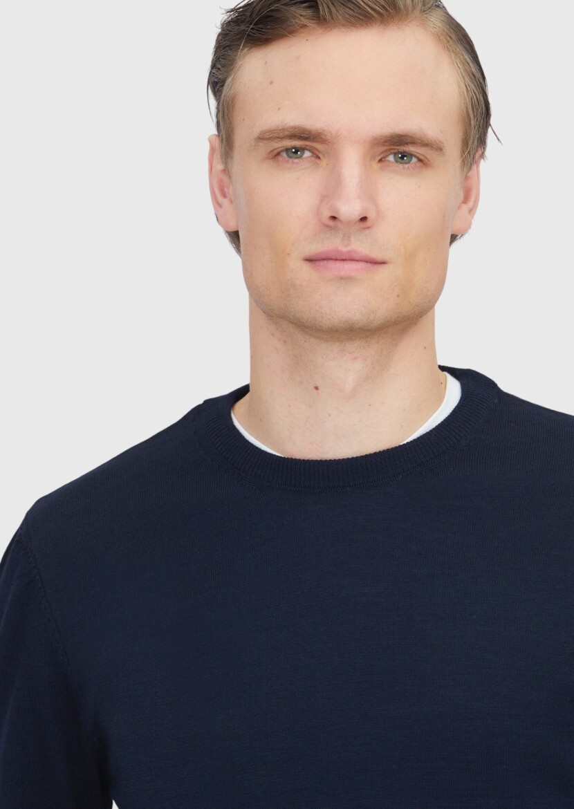 Navy Blue Knitwear Sweatshirt - 3