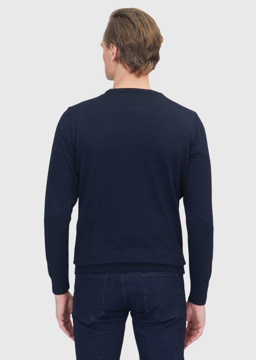 Navy Blue Knitwear Sweatshirt - 6
