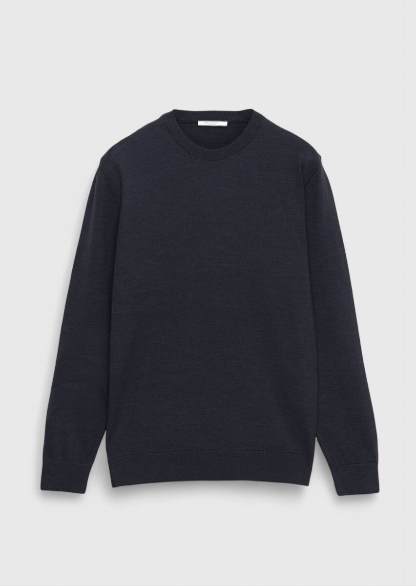 Navy Blue Knitwear Sweatshirt - 7