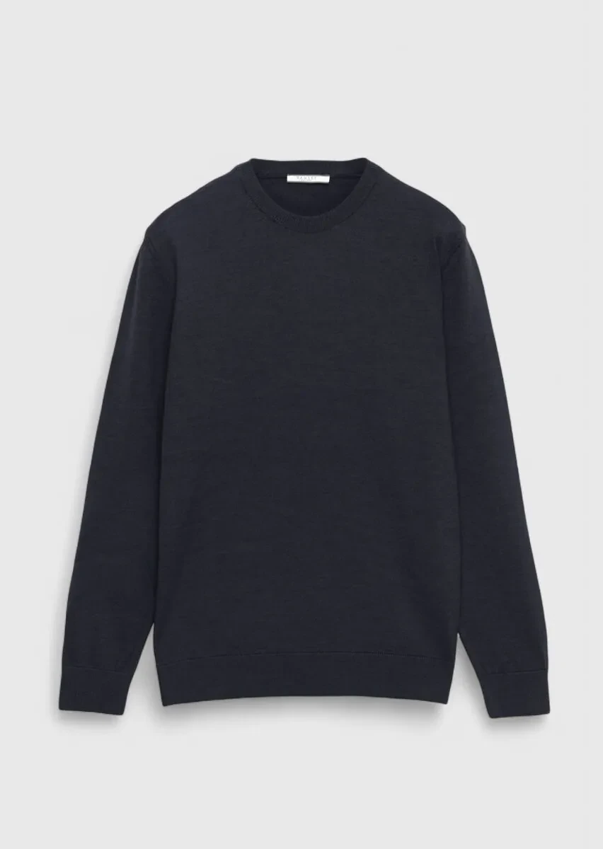 Navy Blue Knitwear Sweatshirt - 1