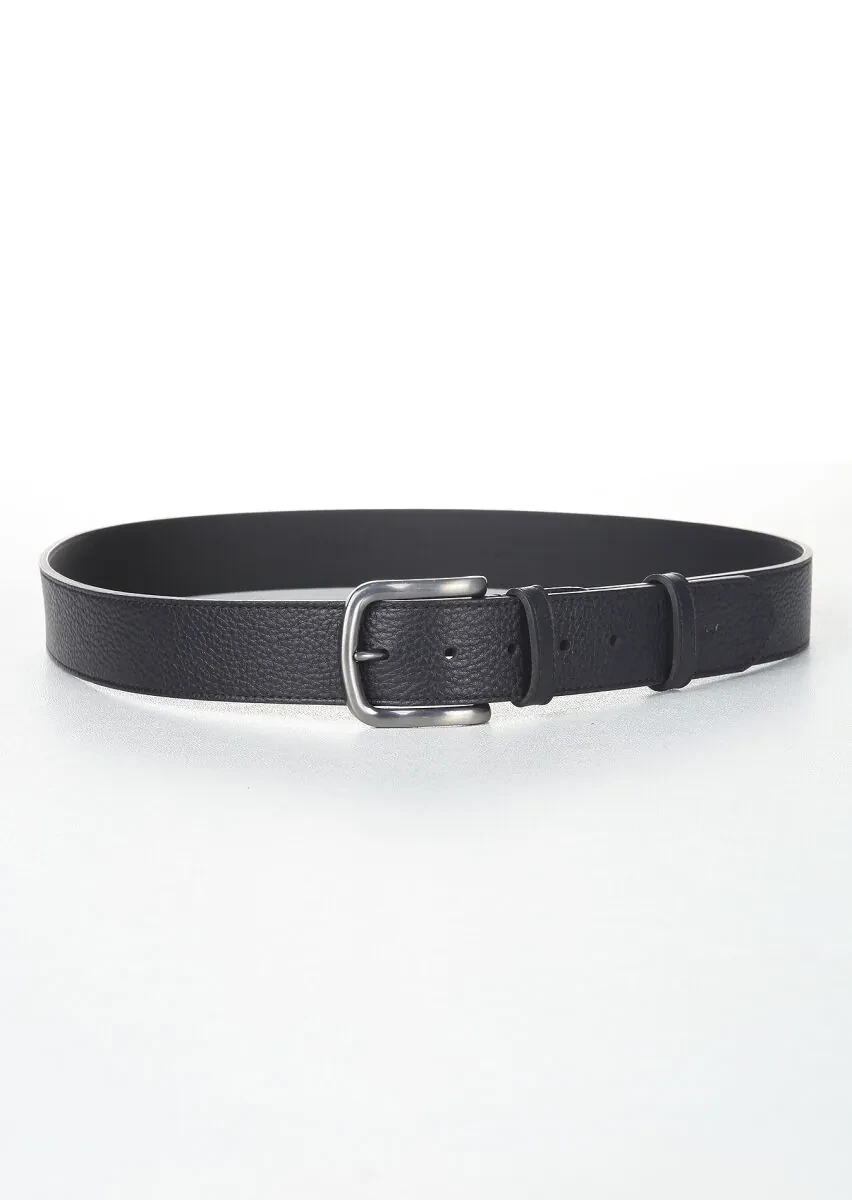 Navy Blue Leather Belt - 1