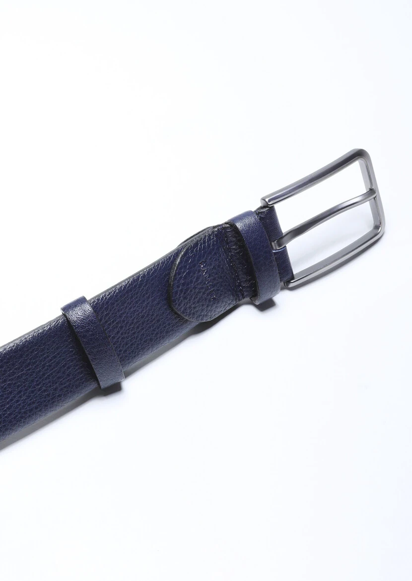 Navy Blue Leather Belt 