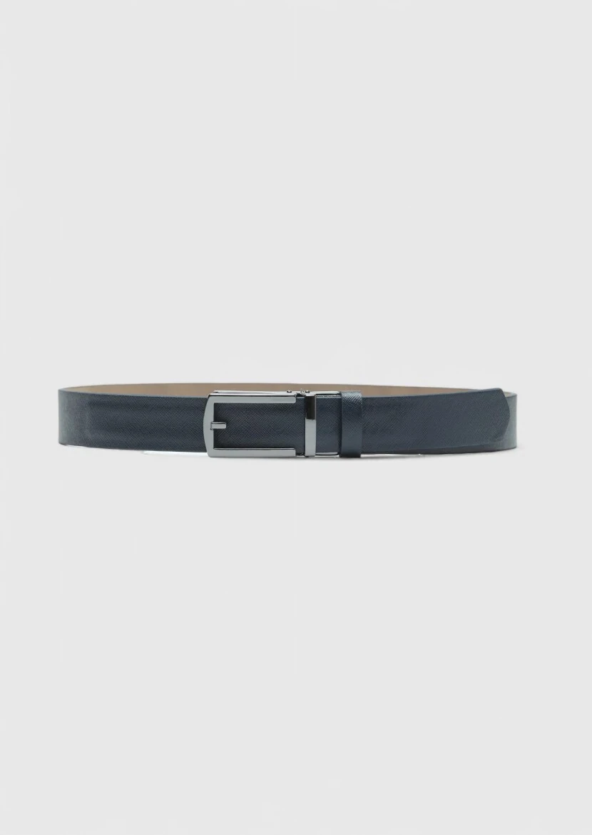 Navy Blue Leather Belt 