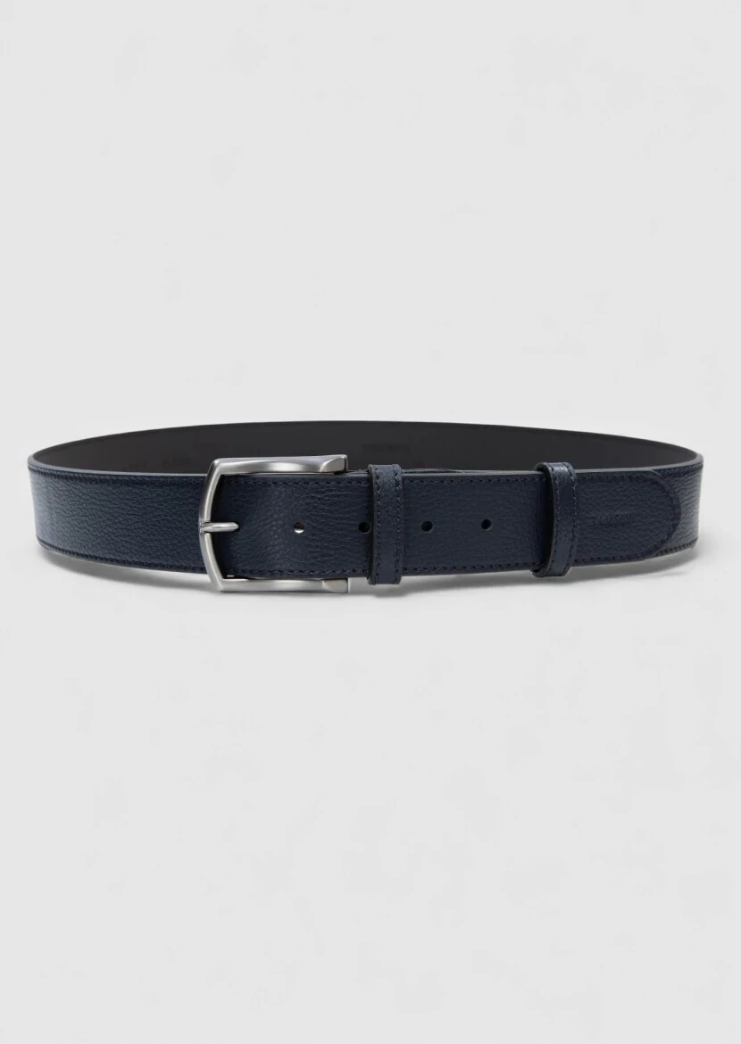 Navy Blue Leather Belt - RAMSEY
