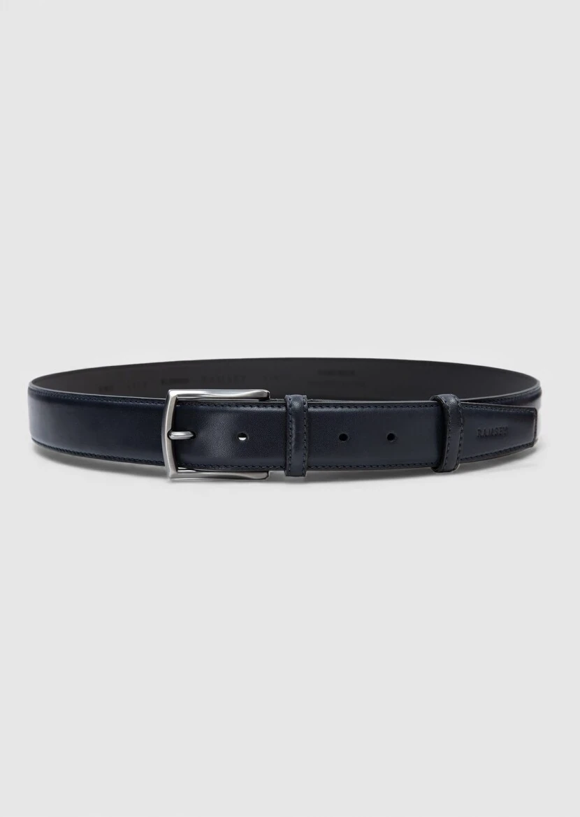 Navy Blue Leather Belt - RAMSEY