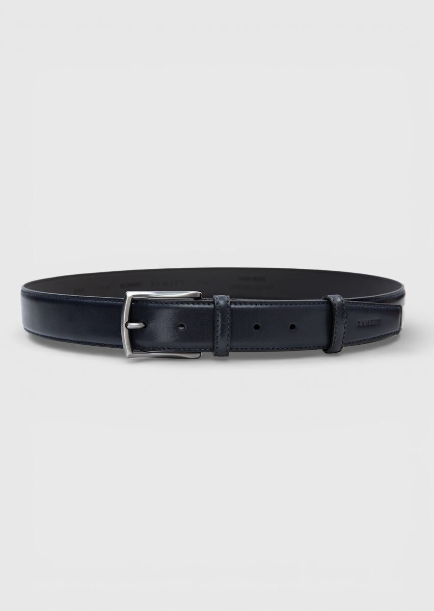 Navy Blue Leather Belt - 1