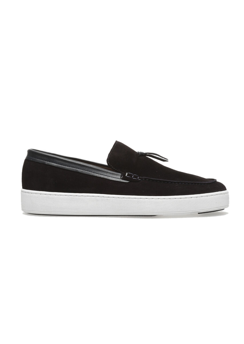 Navy Blue Leather Casual Loafer - 1