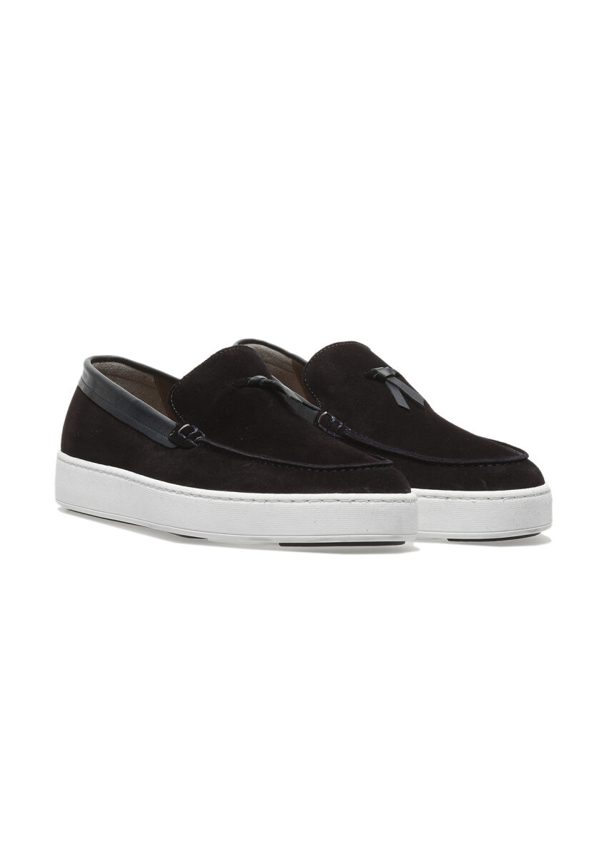Navy Blue Leather Casual Loafer - 2