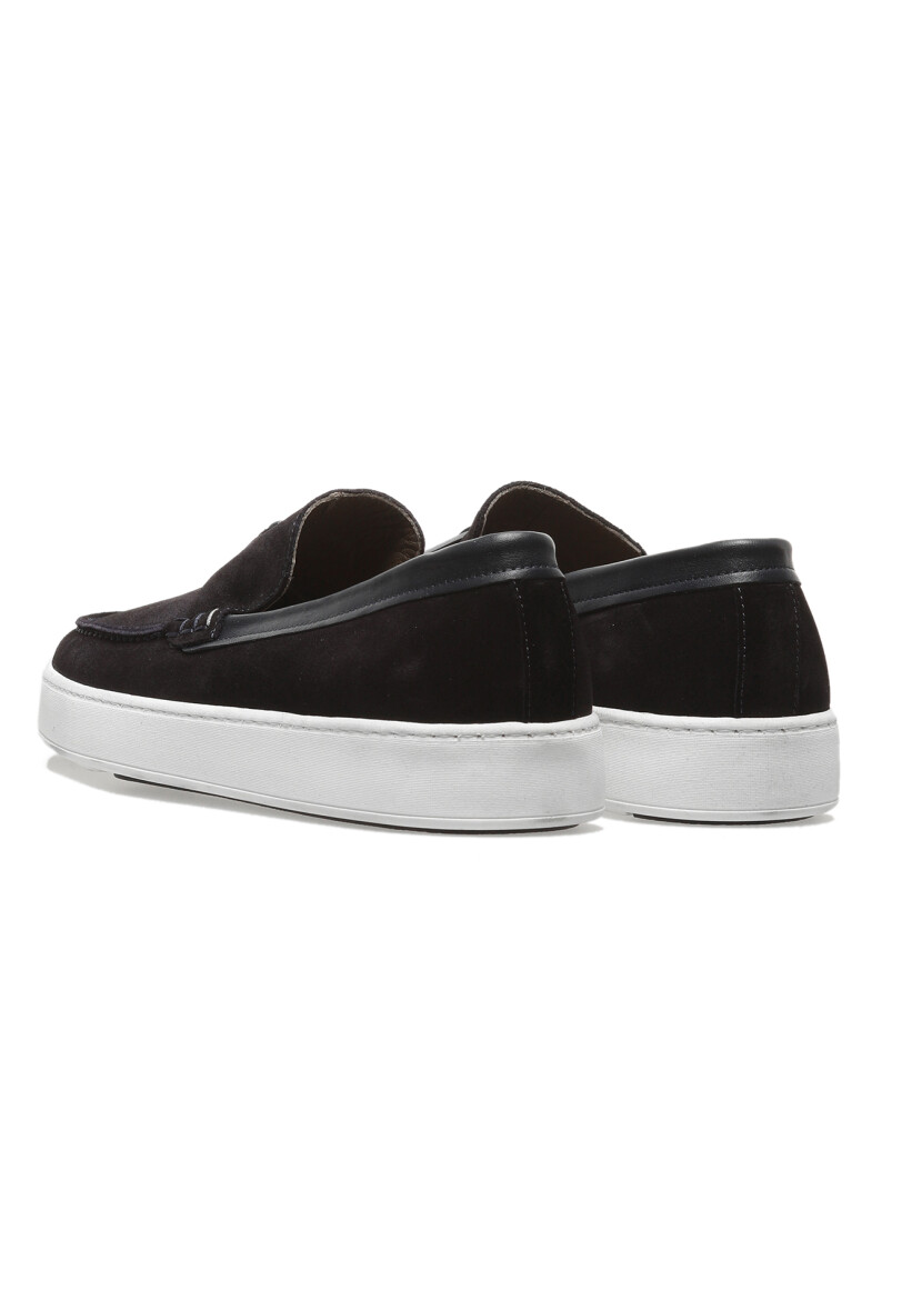 Navy Blue Leather Casual Loafer - 3