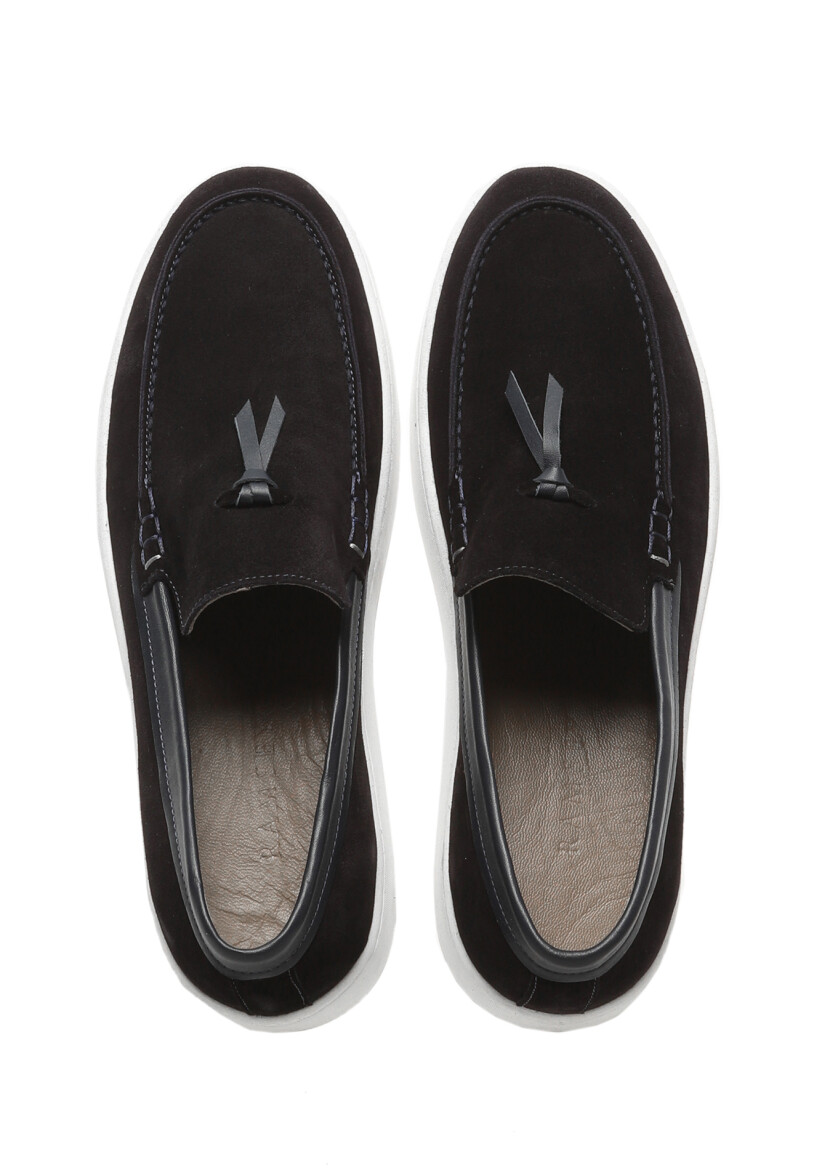 Navy Blue Leather Casual Loafer - 4