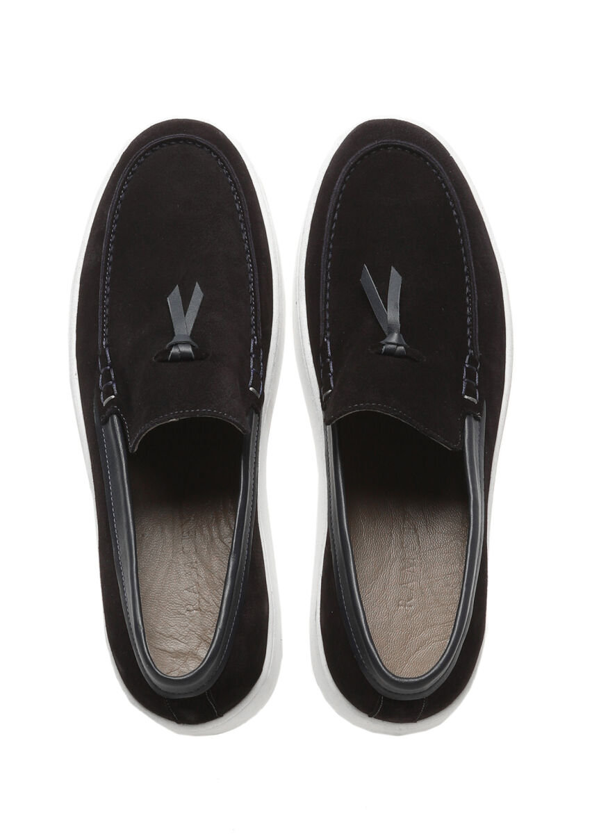 Navy Blue Leather Casual Loafer - 4