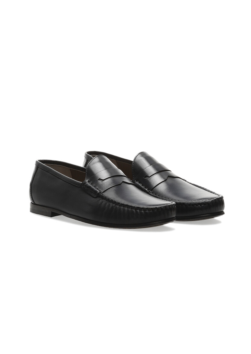 Navy Blue Leather Casual Loafer 