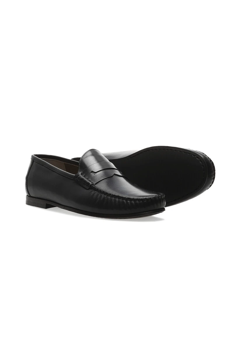 Navy Blue Leather Casual Loafer - 3