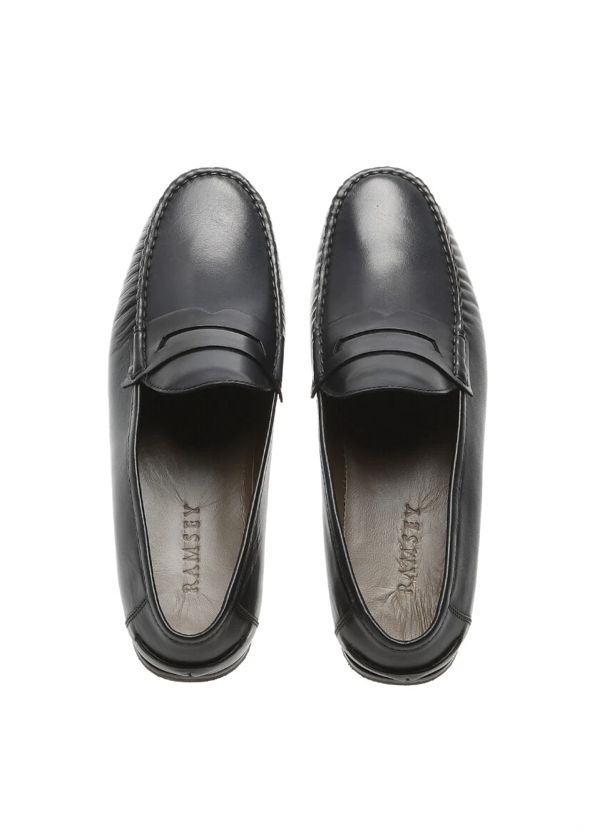 Navy Blue Leather Casual Loafer - 5