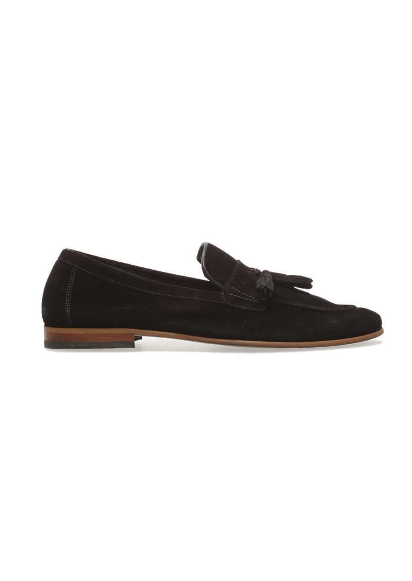 Navy Blue Leather Casual Loafer - 1