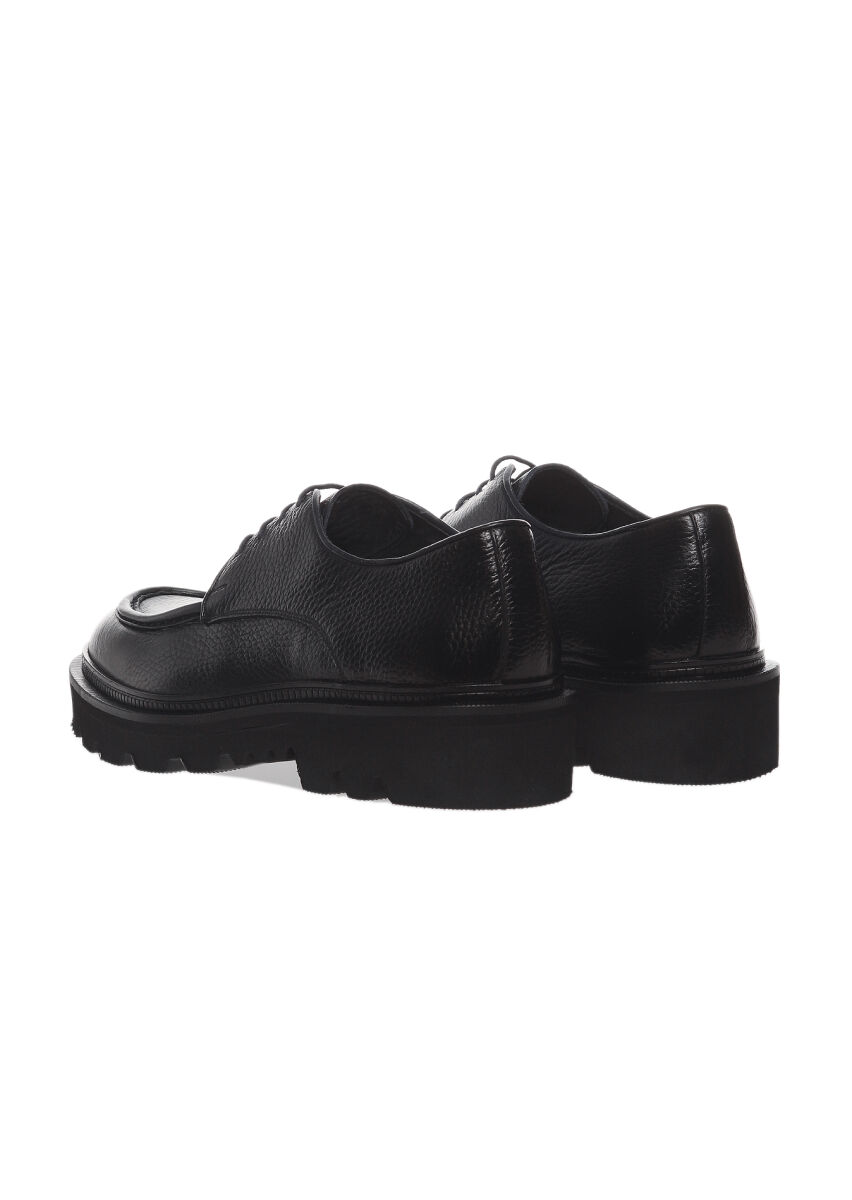 Navy Blue Leather Casual Shoes - 4