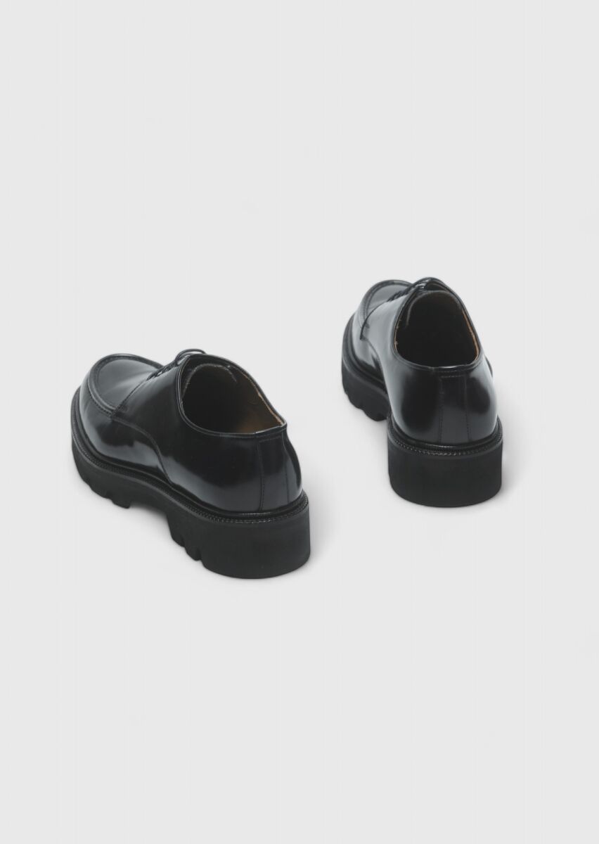 Navy Blue Leather Casual Shoes - 5