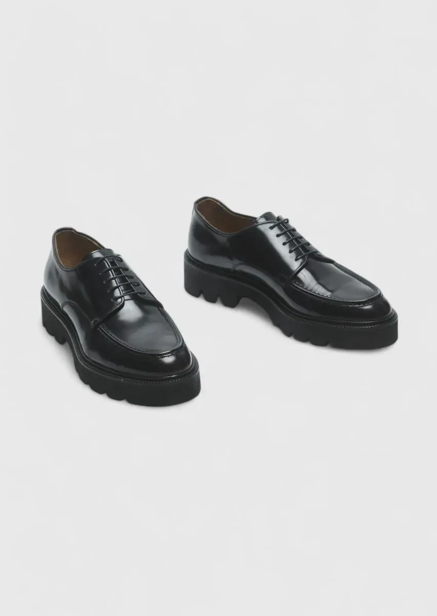 Navy Blue Leather Casual Shoes - 3