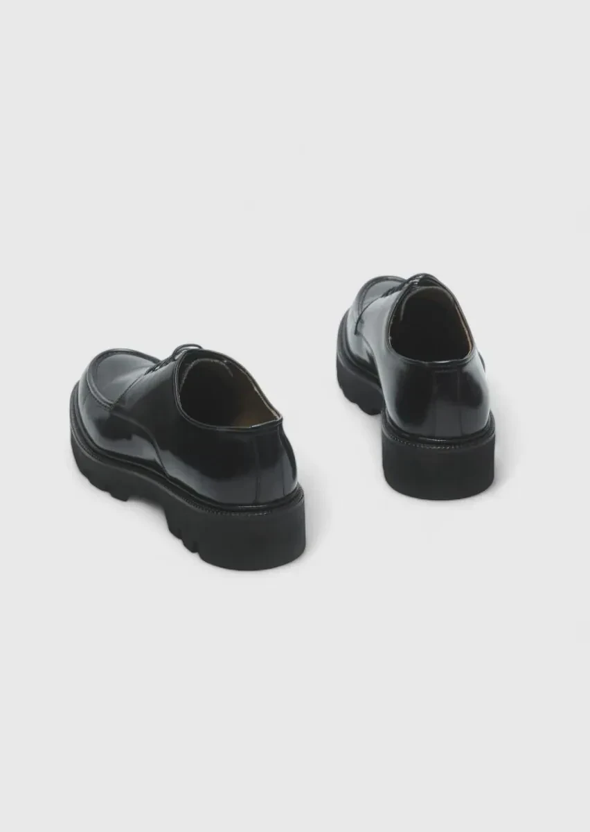 Navy Blue Leather Casual Shoes - 5