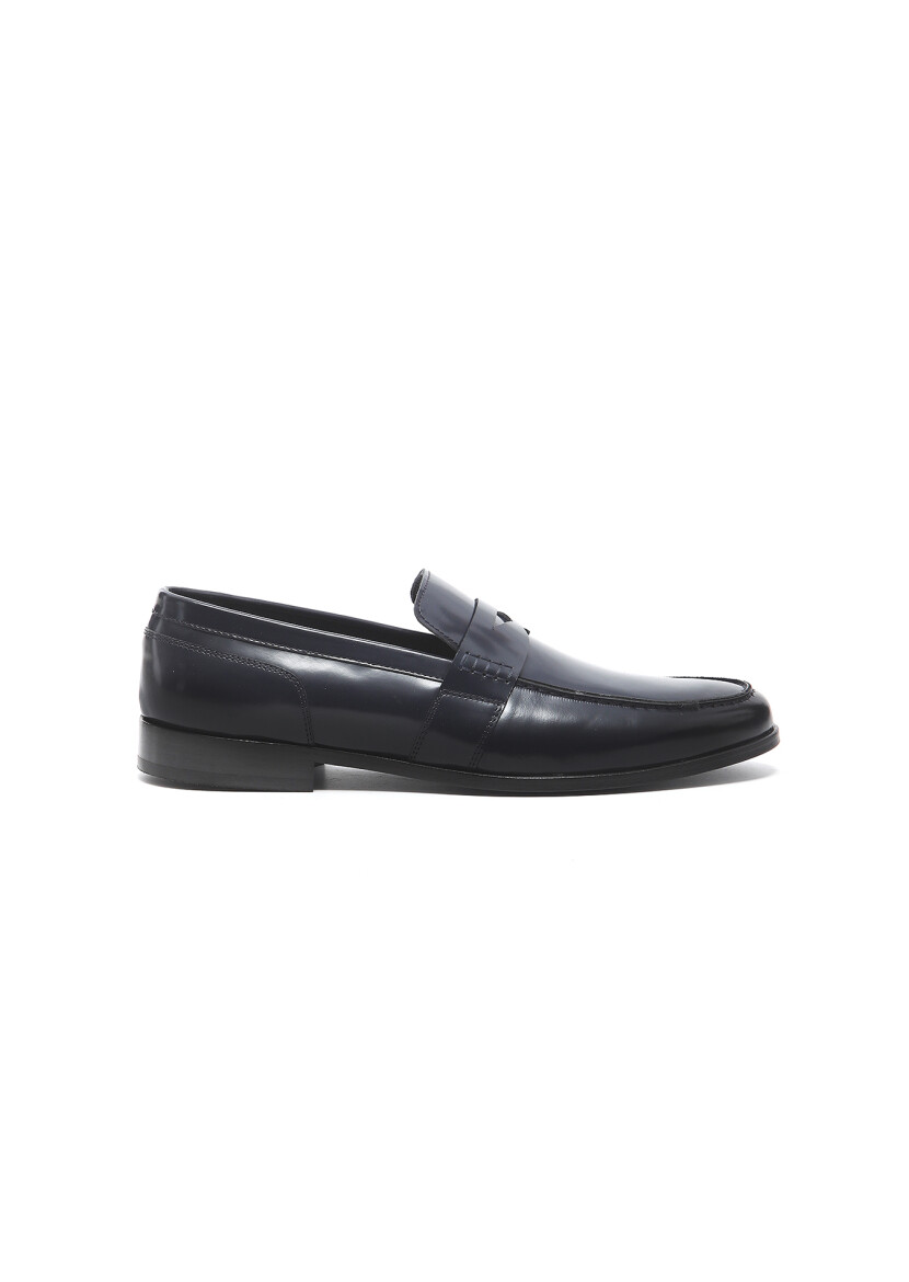 Navy Blue Leather Classical Loafer - 1