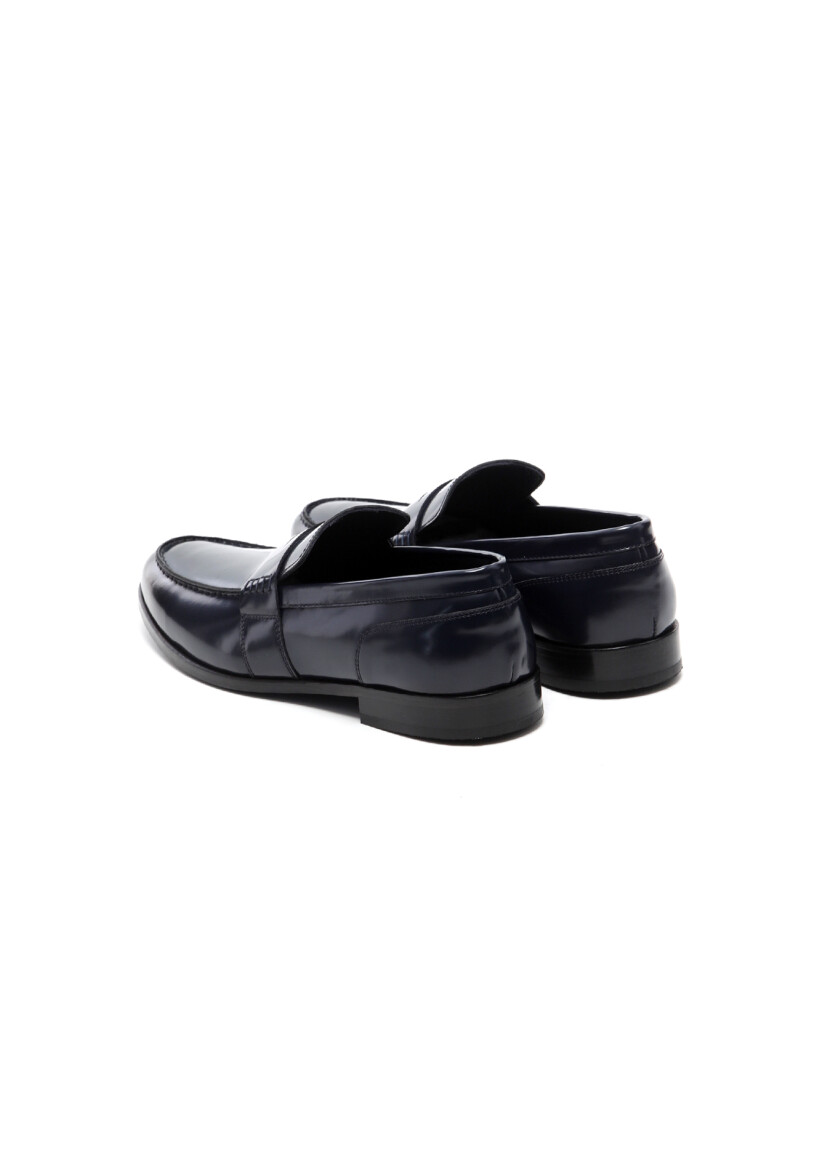 Navy Blue Leather Classical Loafer - 4