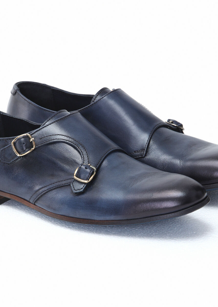 Navy Blue Leather Classical Loafer - 3