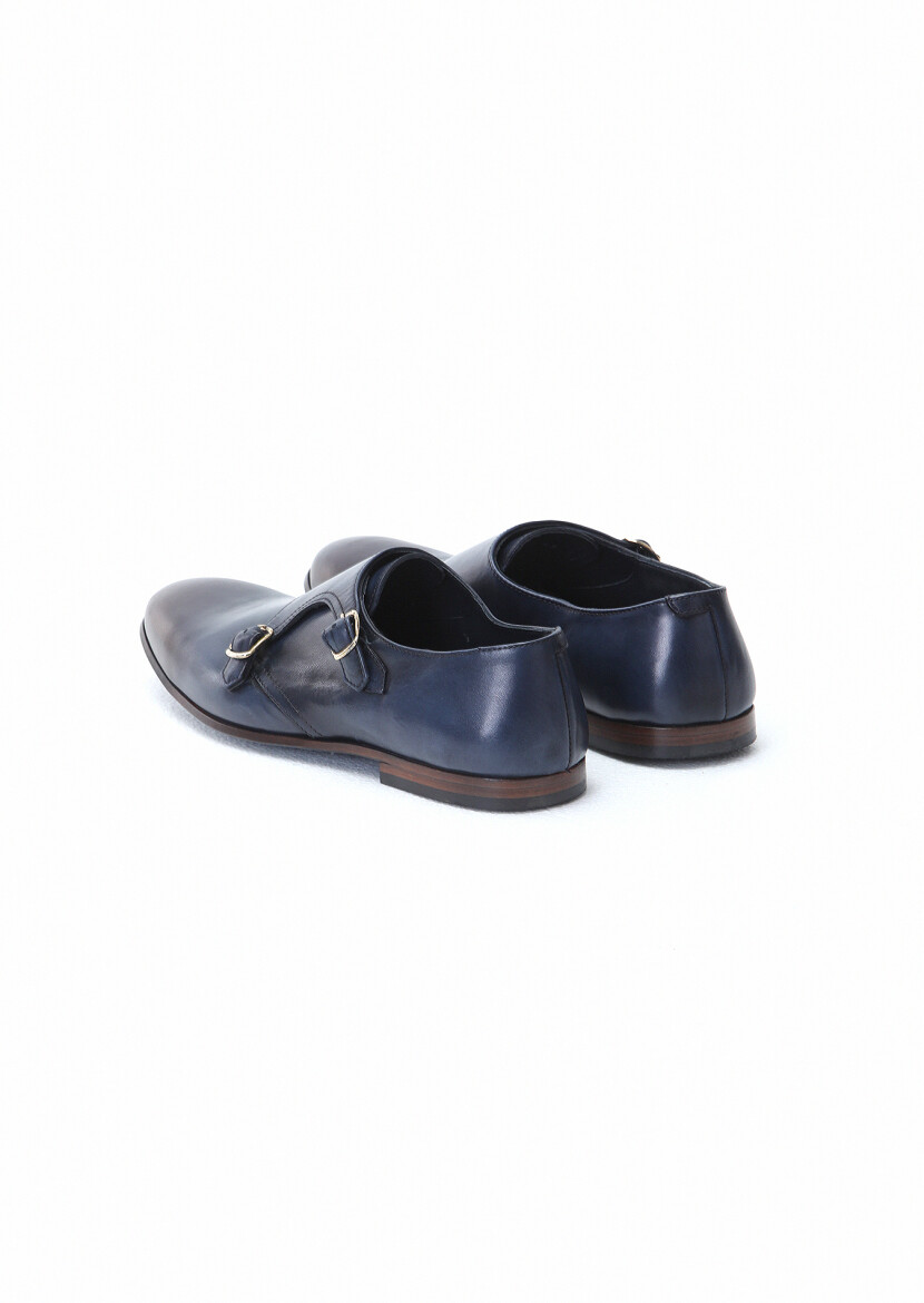 Navy Blue Leather Classical Loafer - 4