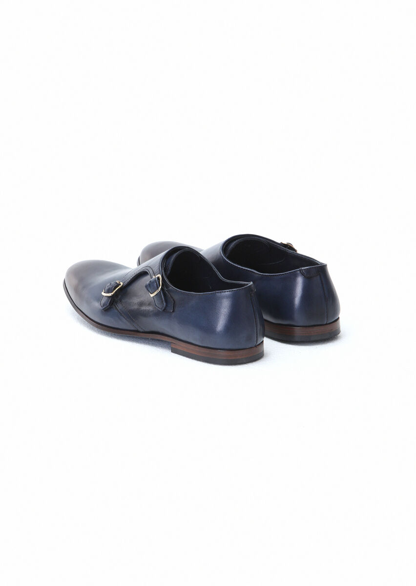 Navy Blue Leather Classical Loafer - 4