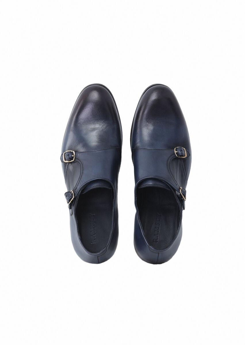 Navy Blue Leather Classical Loafer - 6