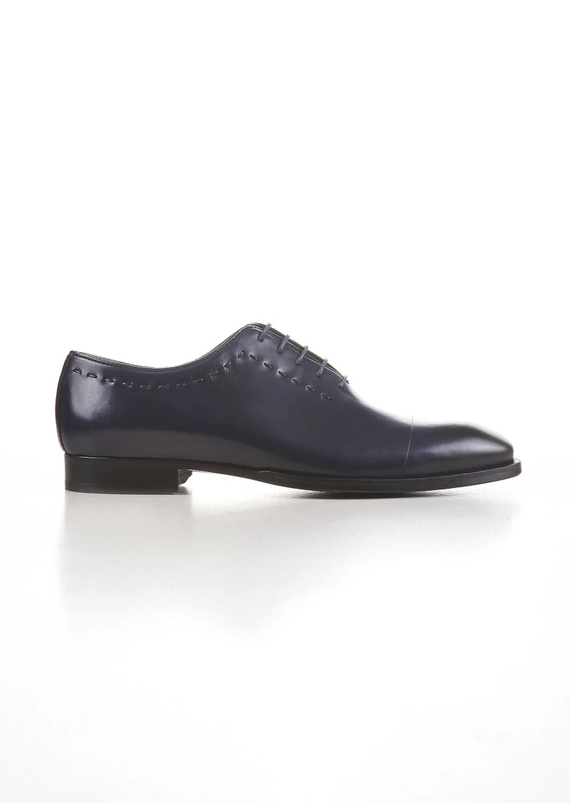 Navy Blue Leather Classical Shoes - 1