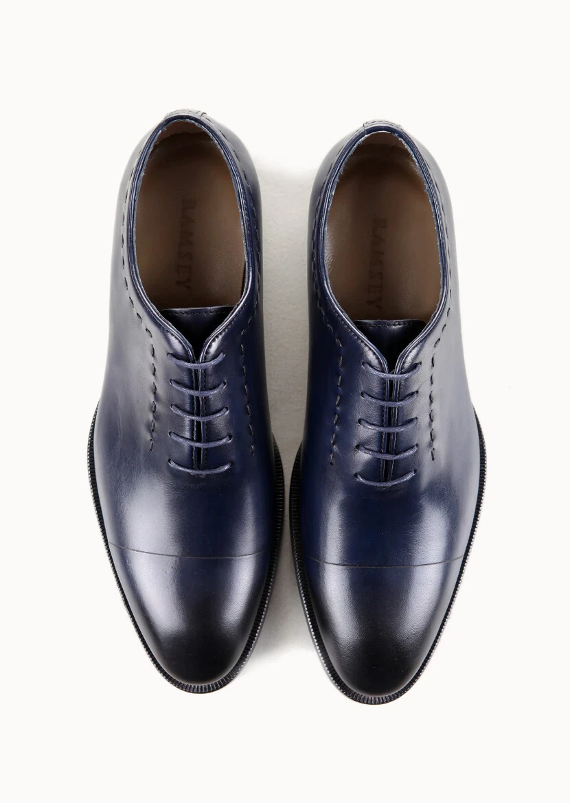 Navy Blue Leather Classical Shoes - 5