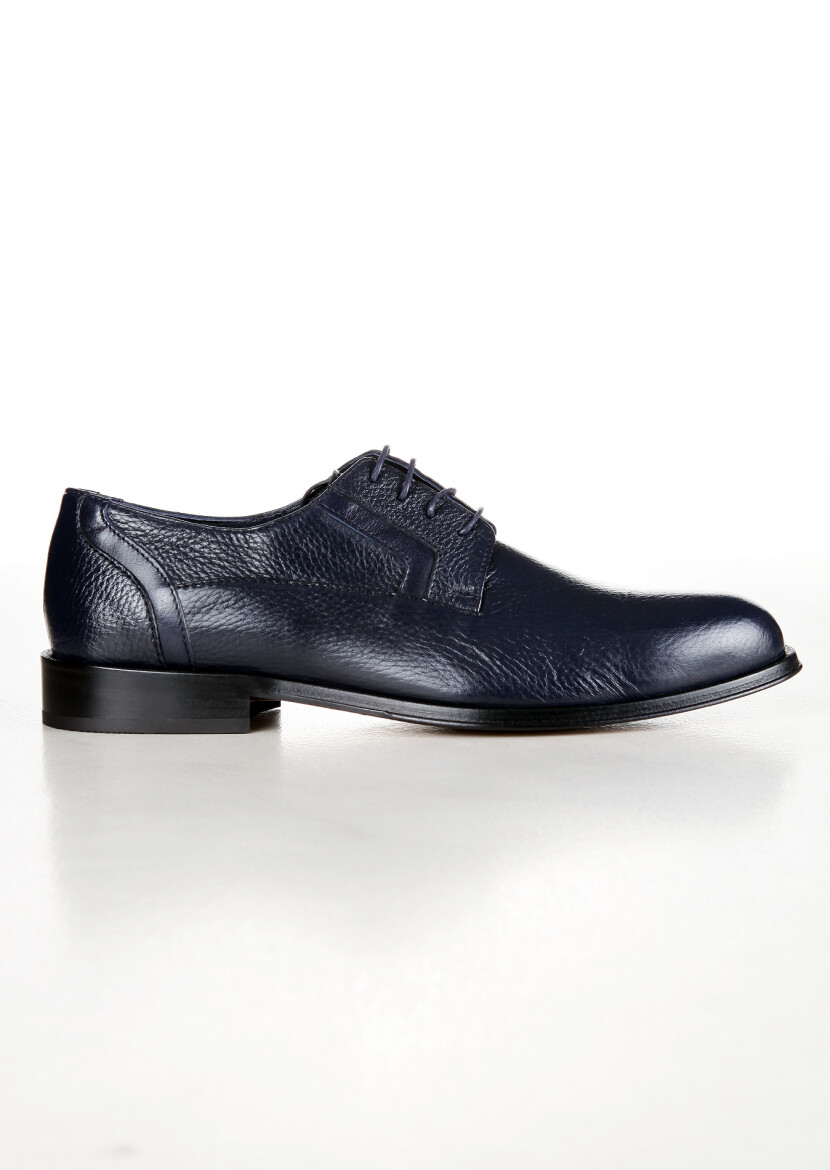 Navy Blue Leather Classical Shoes 