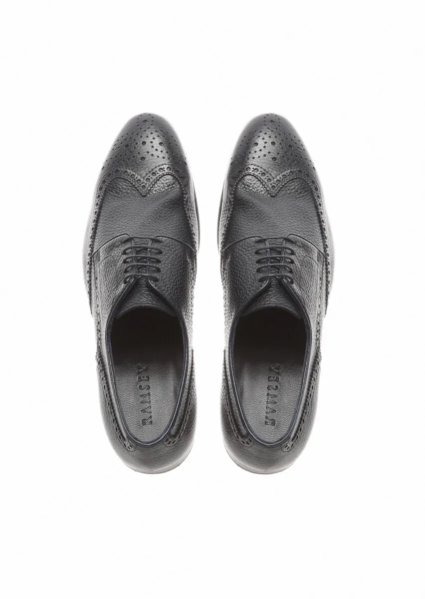 Navy Blue Leather Classical Shoes - 5