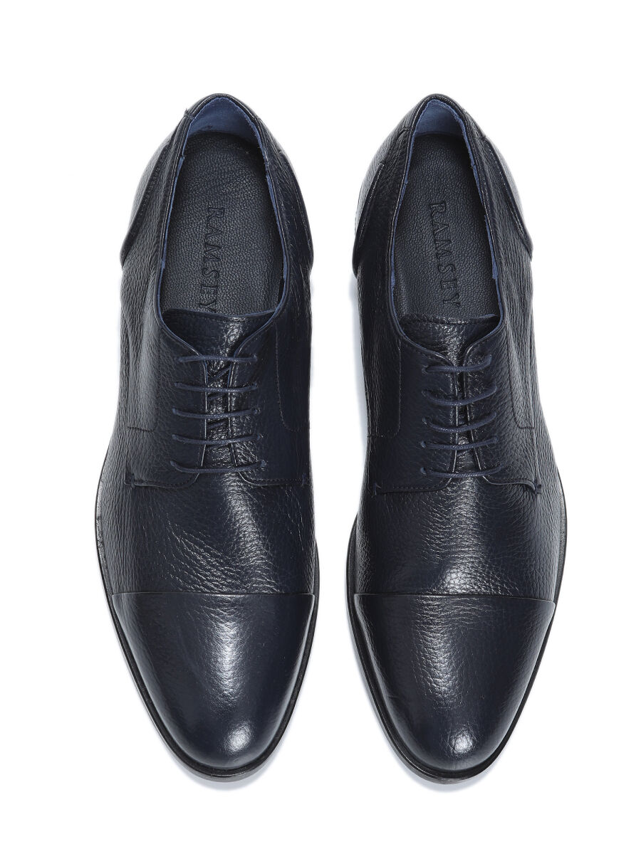 Navy Blue Leather Classical Shoes - 5